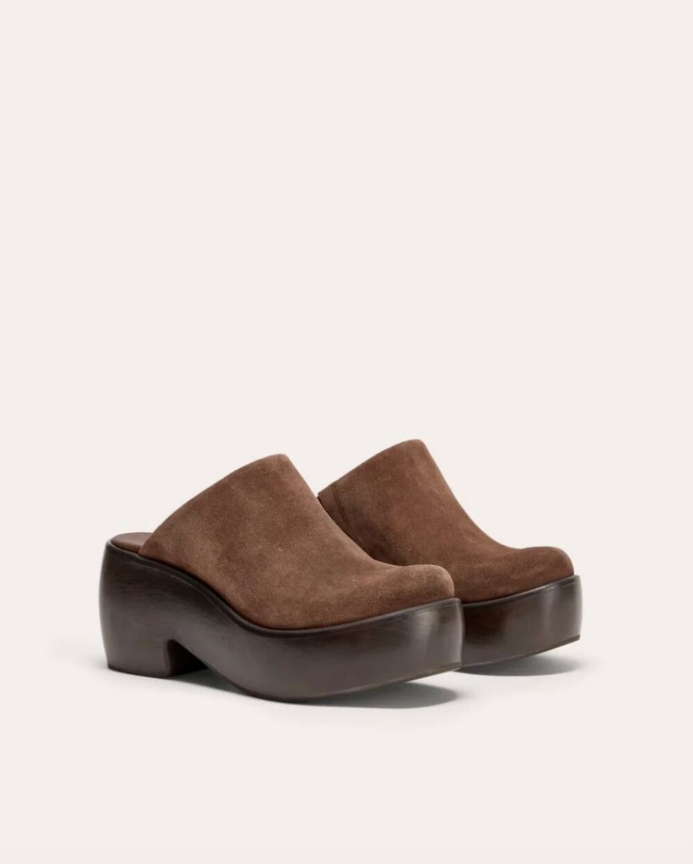 NIB Everlane Wooden Puffa Clog Size 6 Dark Umber Suede Platform Mules
